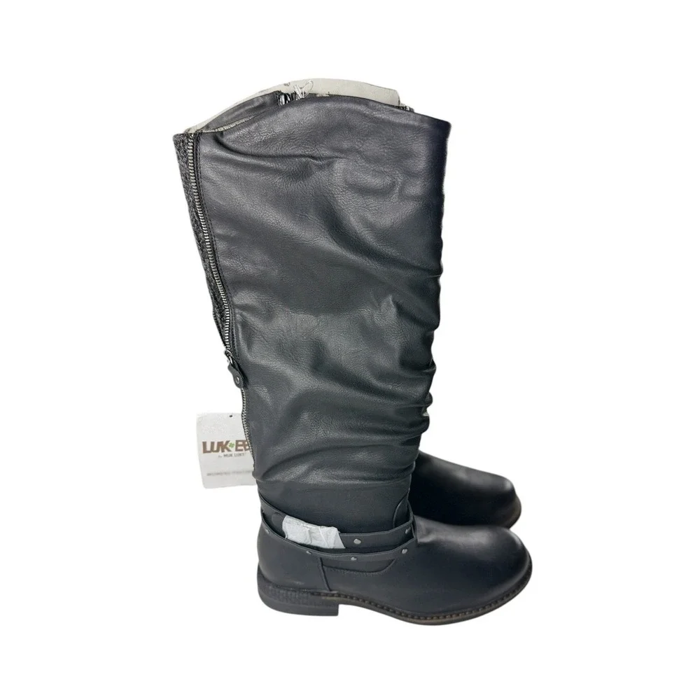 LUKEES by MUK LUKS Womens Black Tall Slouch Water Resistant Boots Size 11 NEW